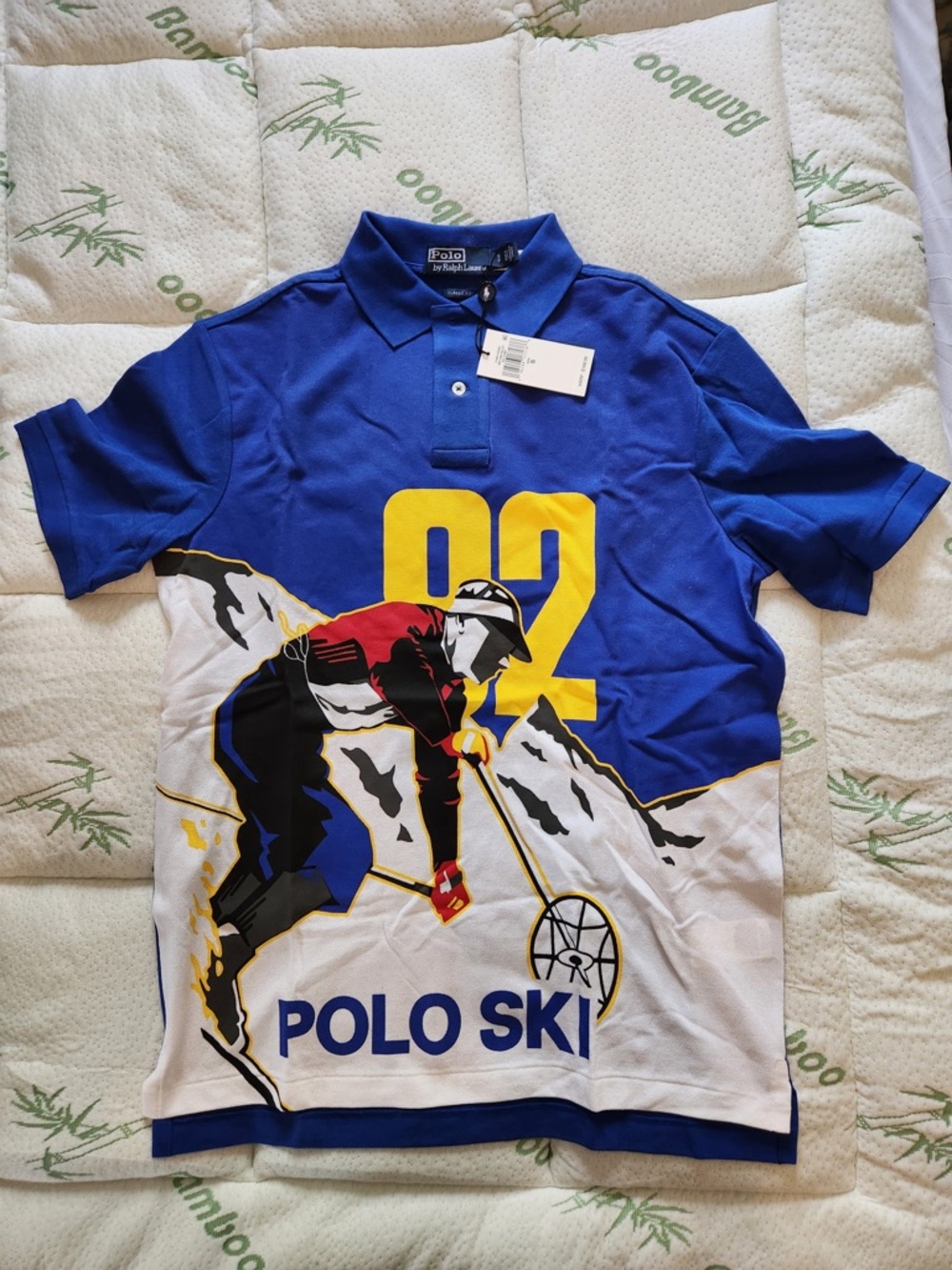 Polo by Ralph Lauren Blue, White & Yellow 'Polo Ski' Graphic Polo